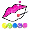 Glitter Lips with Makeup Brush Set coloring Game Zeichen